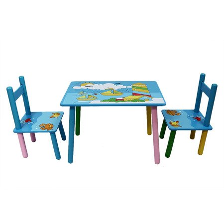 Zestaw dziecięcy dla dziecka stolik i dwa krzesła - No. 98 - nad morzem UC82309