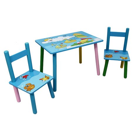 Zestaw dziecięcy dla dziecka stolik i dwa krzesła - No. 98 - nad morzem UC82309