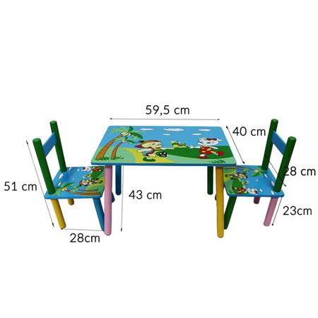 Zestaw dziecięcy dla dziecka stolik i dwa krzesła - No. 99 - chłopczyk UC82307