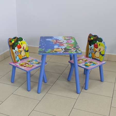 Zestaw dziecięcy stół + krzesła z drewna meble dziecięce niebieski UC121422