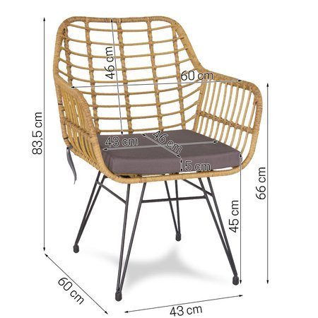 Zestaw mebli ogrodowych dwa fotele i stolik technorattan X100