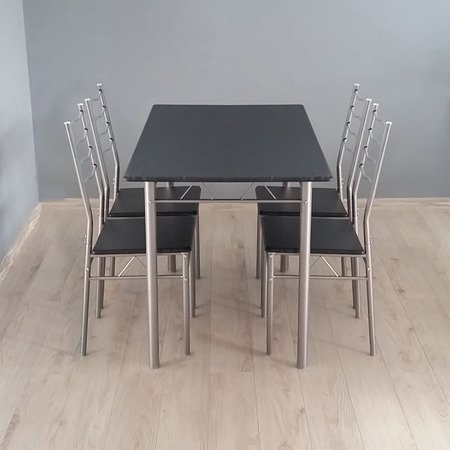 Zestaw stół + 4 krzesła kuchenny do jadalni kuchni nowoczesny czarny X001B