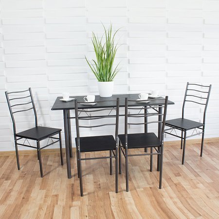 Zestaw stół + 4 krzesła kuchenny do jadalni kuchni nowoczesny czarny X001N