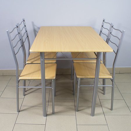 Zestaw stół + 4 krzesła kuchenny do jadalni kuchni nowoczesny jasne drzewo X102 110cm x 70cm