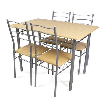 Zestaw stół + 4 krzesła kuchenny do jadalni kuchni nowoczesny jasne drzewo X102 110cm x 70cm