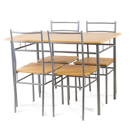 Zestaw stół + 4 krzesła kuchenny do jadalni kuchni nowoczesny jasny brąz X008