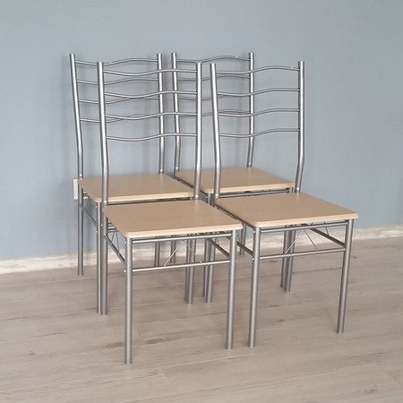 Zestaw stół + 4 krzesła kuchenny do jadalni kuchni nowoczesny jasny brązowy X001BM