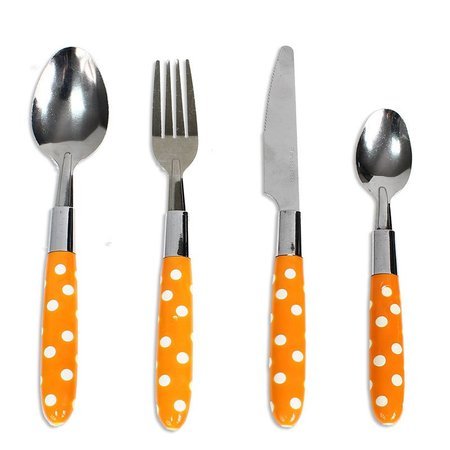Zestaw sztućców komplet sztućce barowe widelec łyżka nóż łyżeczka pomarańczowe UC72101-3