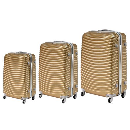 Zestaw walizek podróżnych Mila z kółkami i uchwytem ABS-53 komplet 3 szt. 20/24/28 cali z ABS-u - złote WK53G
