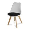 Krzesło na drewnianych bukowych nogach z czarną poduszką z ekoskóry nowoczesne białe 007 TS 